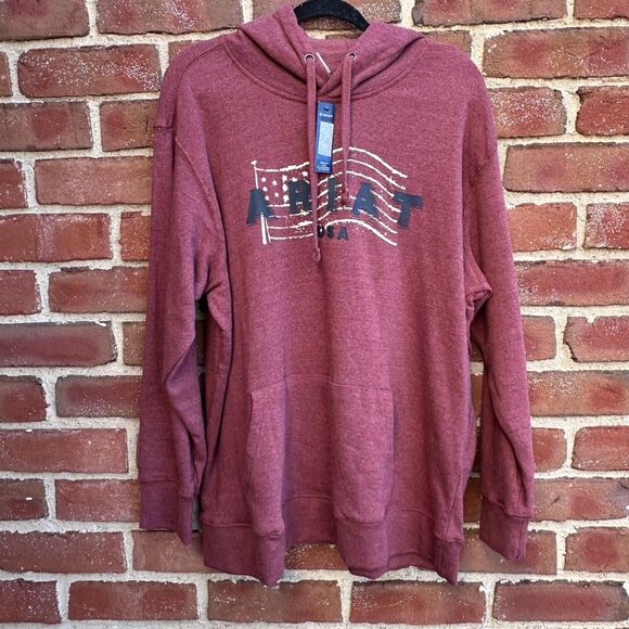 Ariat Ladies USA Sun-Dried Tomato Heather Hoodie large NEW - Picture 3 of 7